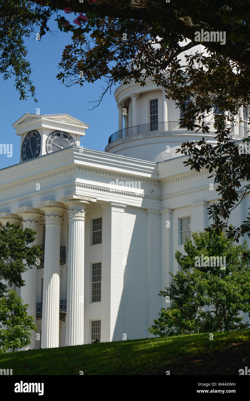 A close up view of the Greek Revival style, historic Alabama State