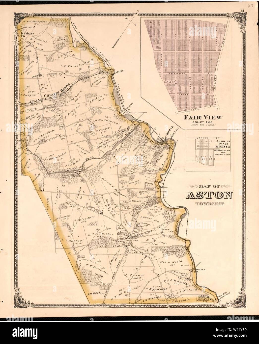 Combination atlas map of Delaware County, Pennsylvania Stock Photo - Alamy