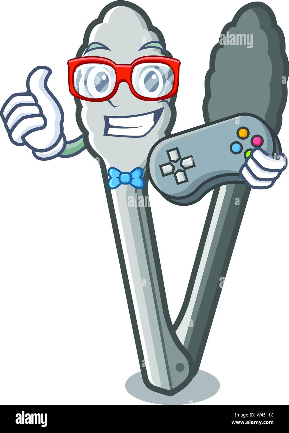 Gamer tongs in the a cartoon kitchen vector illustration Stock Vector