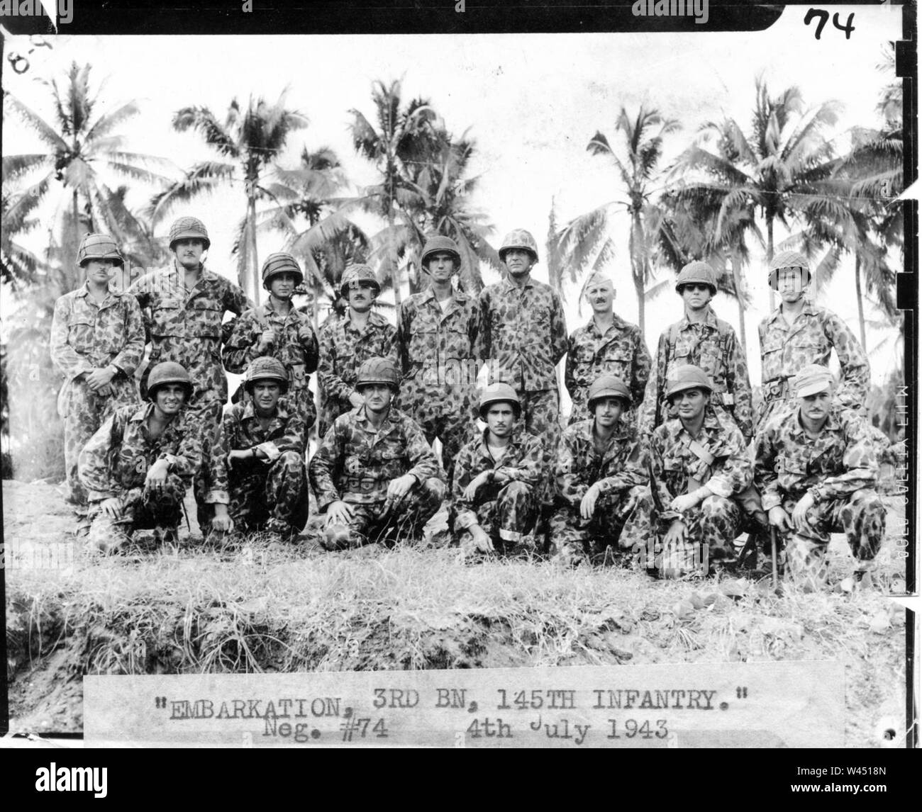 Commander of 3rd Battalion and Company Commanders of 145th Infantry Prior To Invasion of New Georgia Island 1943-07-04. Stock Photo