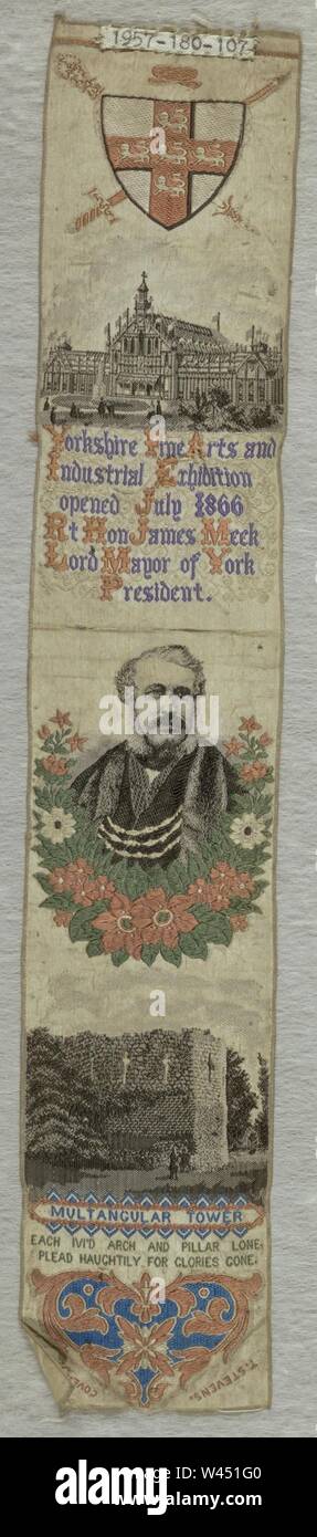 Commemorative Bookmark, ribbon or bookmark, brocaded tabby, 1866 Stock Photo