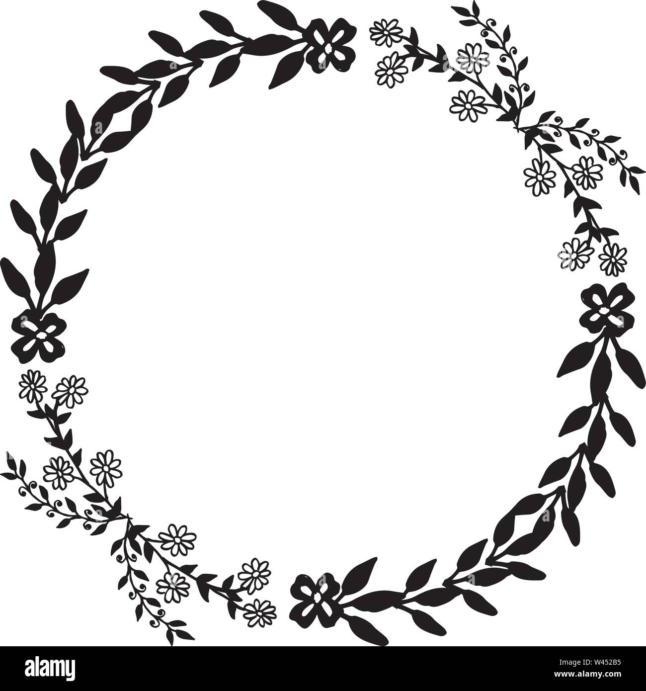 Black and white floral frame with style unique and elegant, for ...