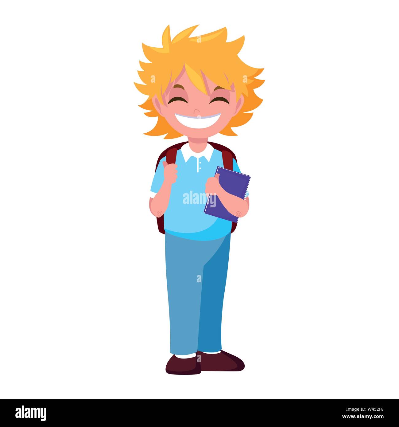 smiling school boy with backpack vector illustration Stock Vector Image ...