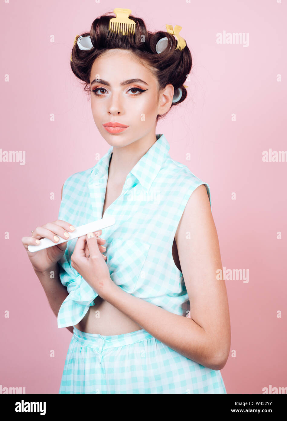 Retro Woman With Fashion Makeup And Hair Beauty Salon And