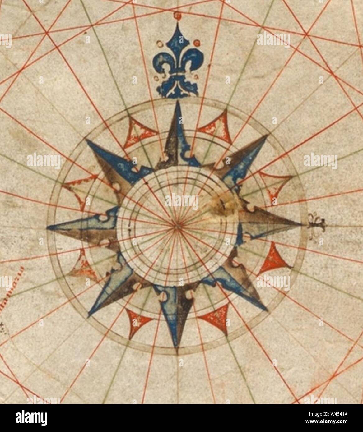 Compass rose from Pedro Reinel (1504) chart Stock Photo Alamy
