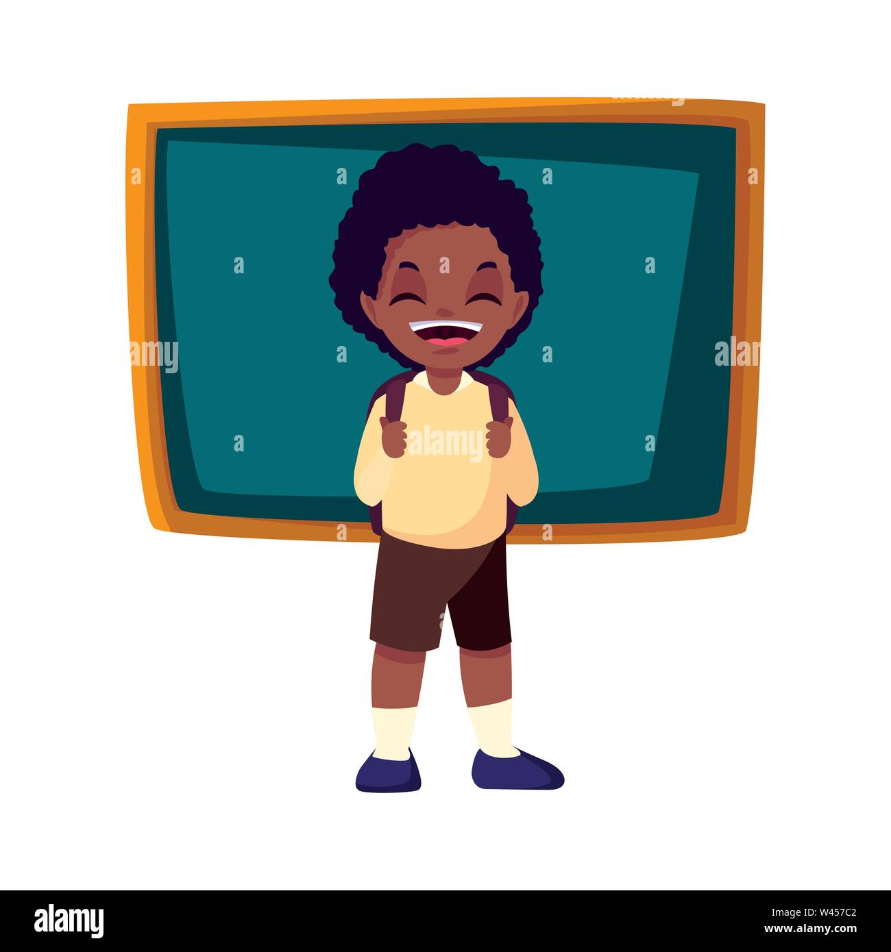 smiling school boy with chalkboard vector illustration Stock Vector ...
