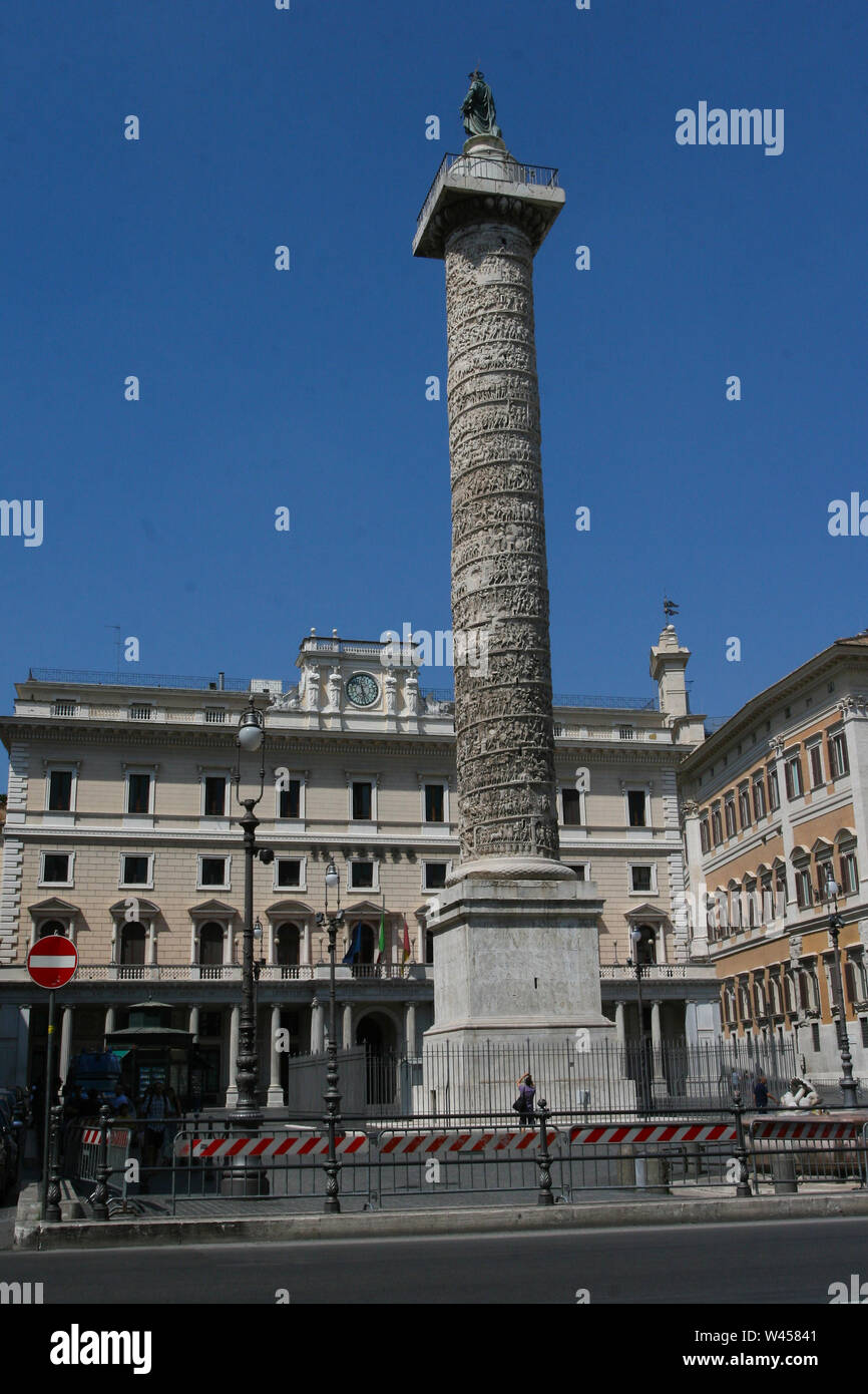 Beautiful column in Rome. Vertikal. Stock Photo