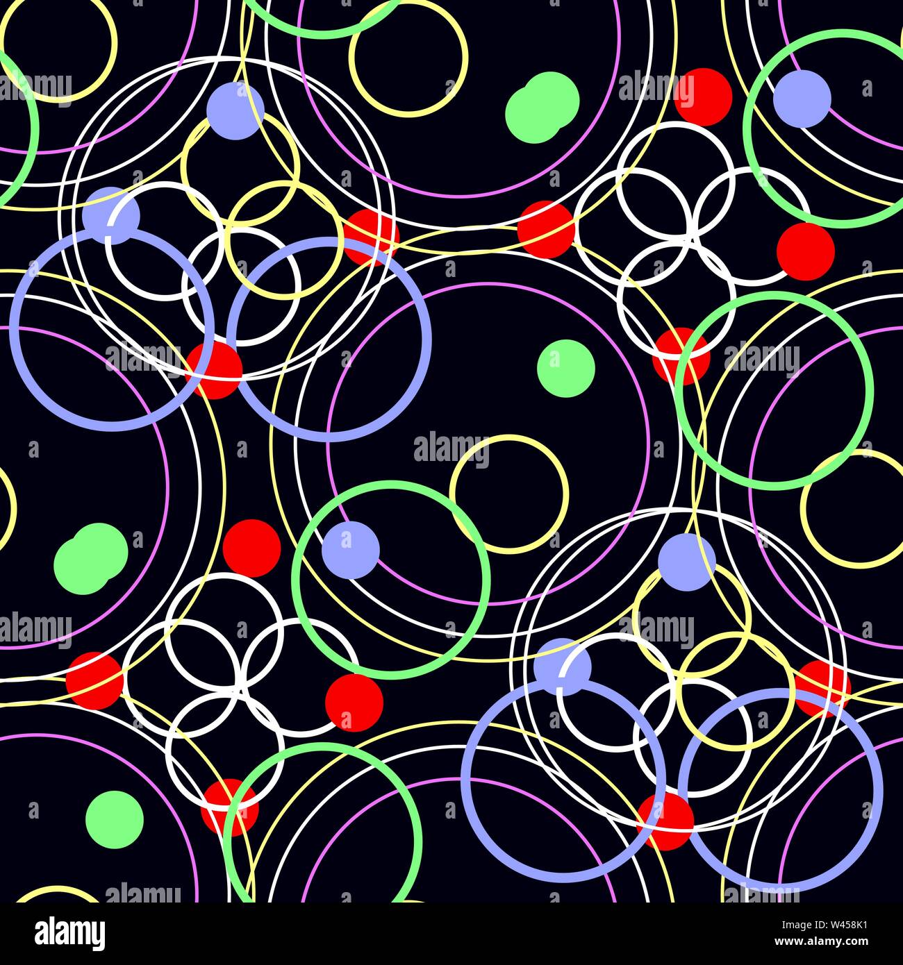 Seamless rings retro pattern. 1960s style. colorful circle Backgrounds ...