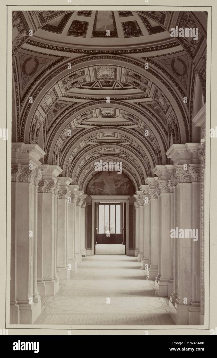 Congressional Library. First floor, northwest corridor, looking towards ...
