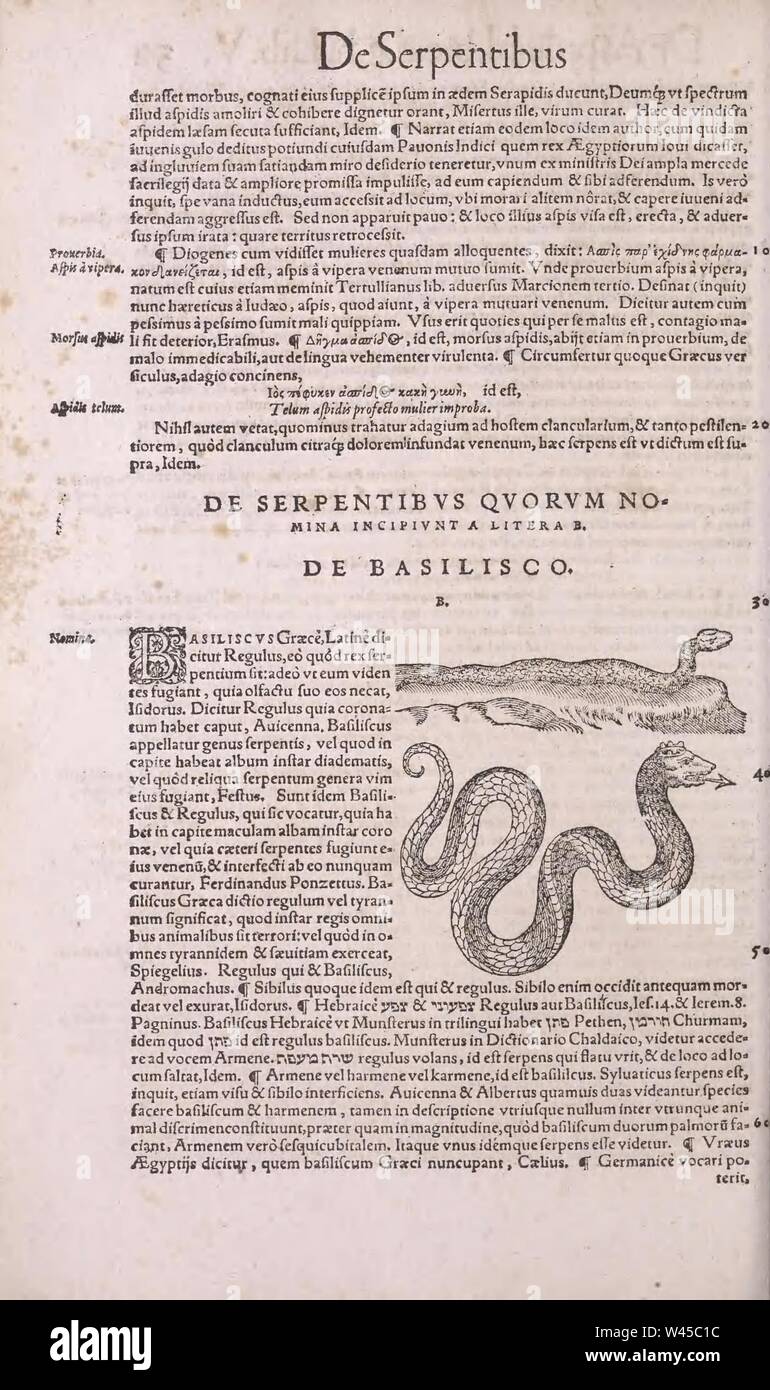 Conr. Gesneri Tigurini medicinæ et philosophiae professoris in Schola Tigurina, Historiæ animalium liber II Stock Photo