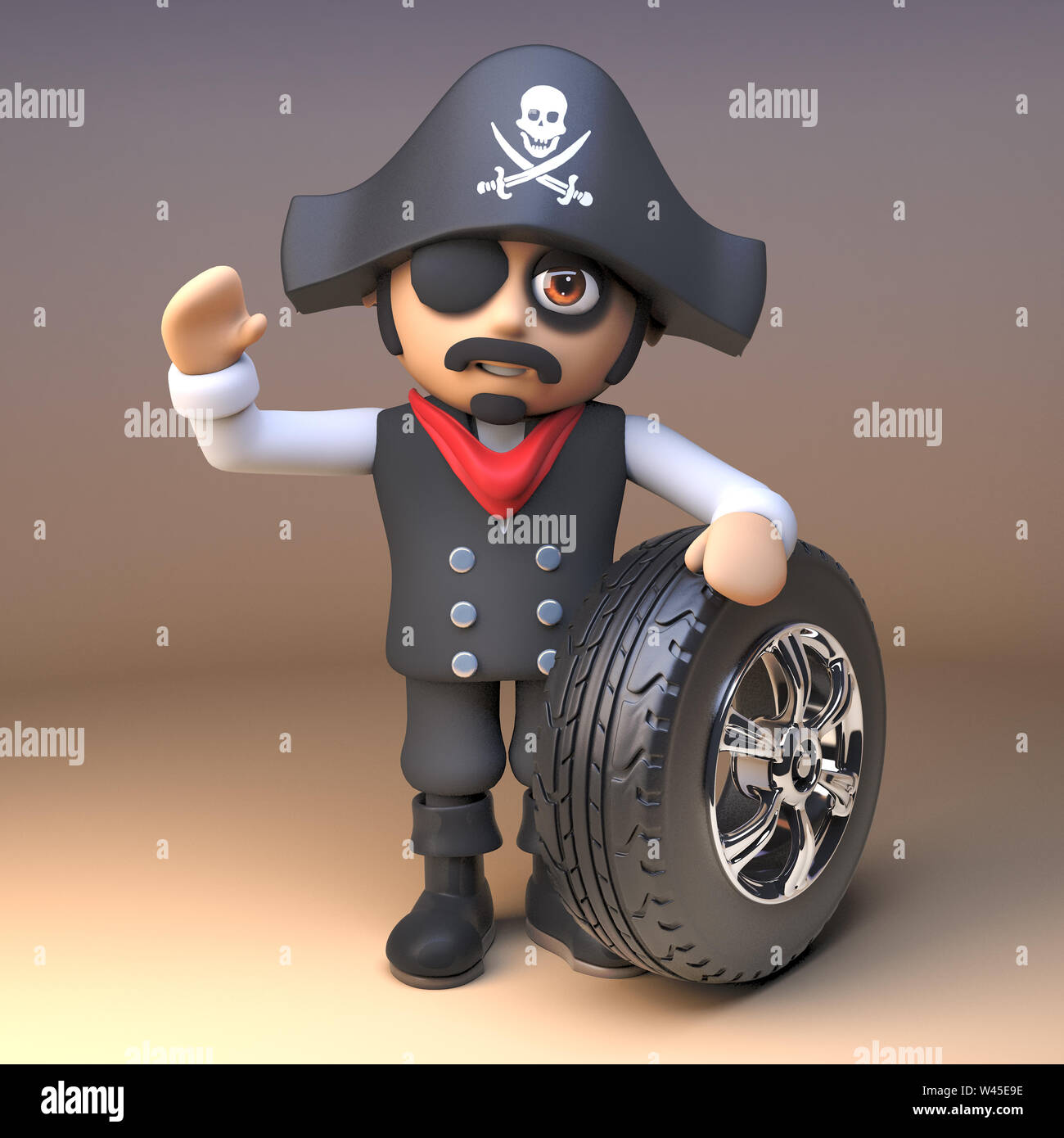 Pirate captain wearing skull and crossbones jolly roger hat and ...