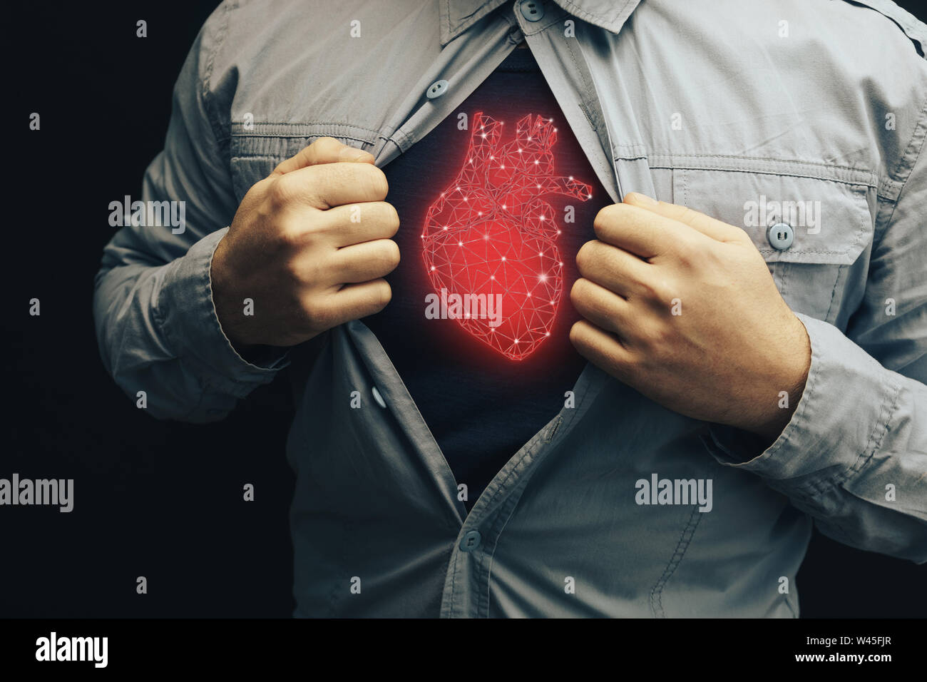 Neon Red Heart Tee Men main image 1
