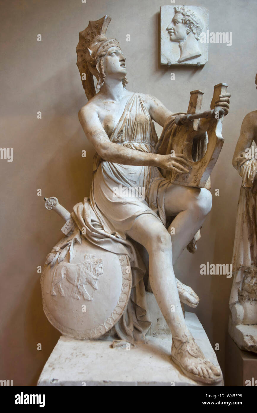 Statue of a Roman Soldier playing an instrument, Florence's Accademia gallery, Florence, Italy. Stock Photo
