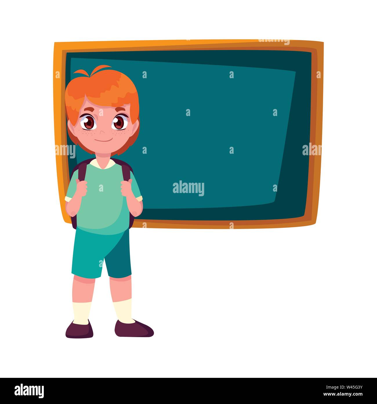 smiling school boy with chalkboard vector illustration Stock Vector ...
