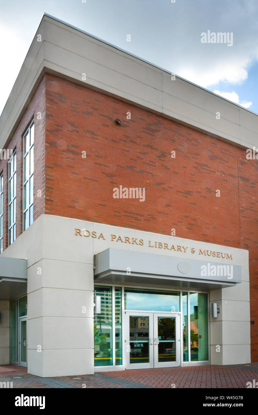 The Building Entrance for the Rosa Parks Library & Museum located downtown in Montgomery, AL, USA Stock Photo