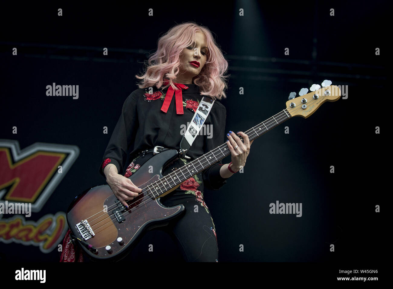 DONINGTON, ENGLAND: Eagles of Death Metal perform on the second stage at the Download Festival. Featuring: Jennie Vee Where: London, United Kingdom When: 14 Jun 2019 Credit: Neil Lupin/WENN Stock Photo