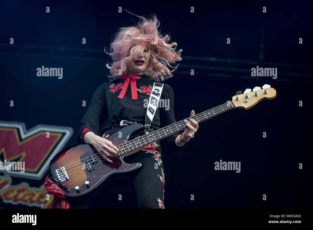 DONINGTON, ENGLAND: Eagles of Death Metal perform on the second stage at the Download Festival. Featuring: Jennie Vee Where: London, United Kingdom When: 14 Jun 2019 Credit: Neil Lupin/WENN Stock Photo