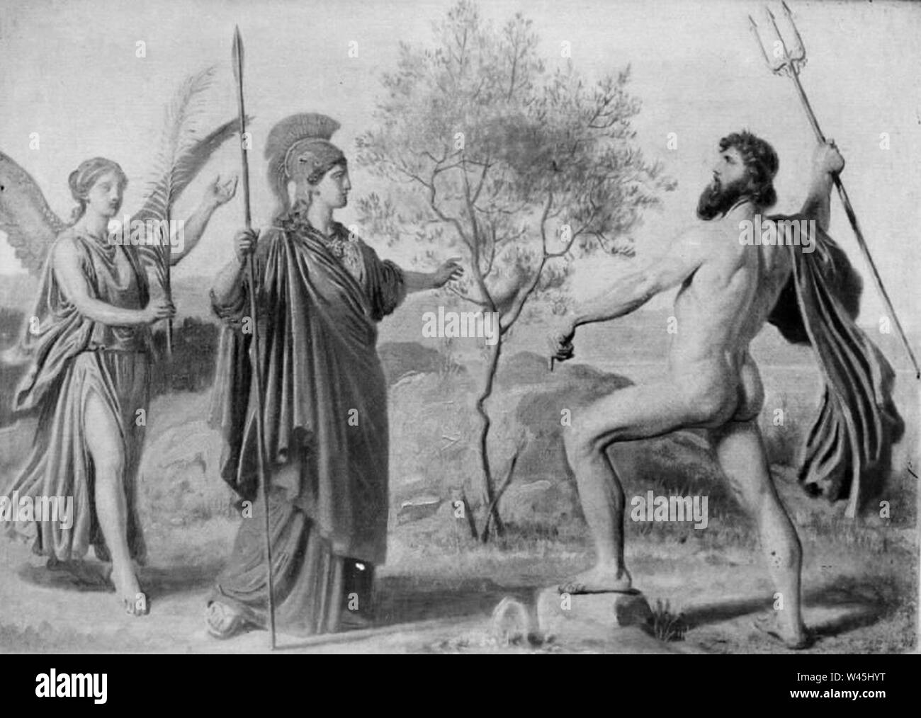 Constantin Hansen - Athene followed by Nike Disputing with Poseidon for  Possession of Attica Stock Photo - Alamy