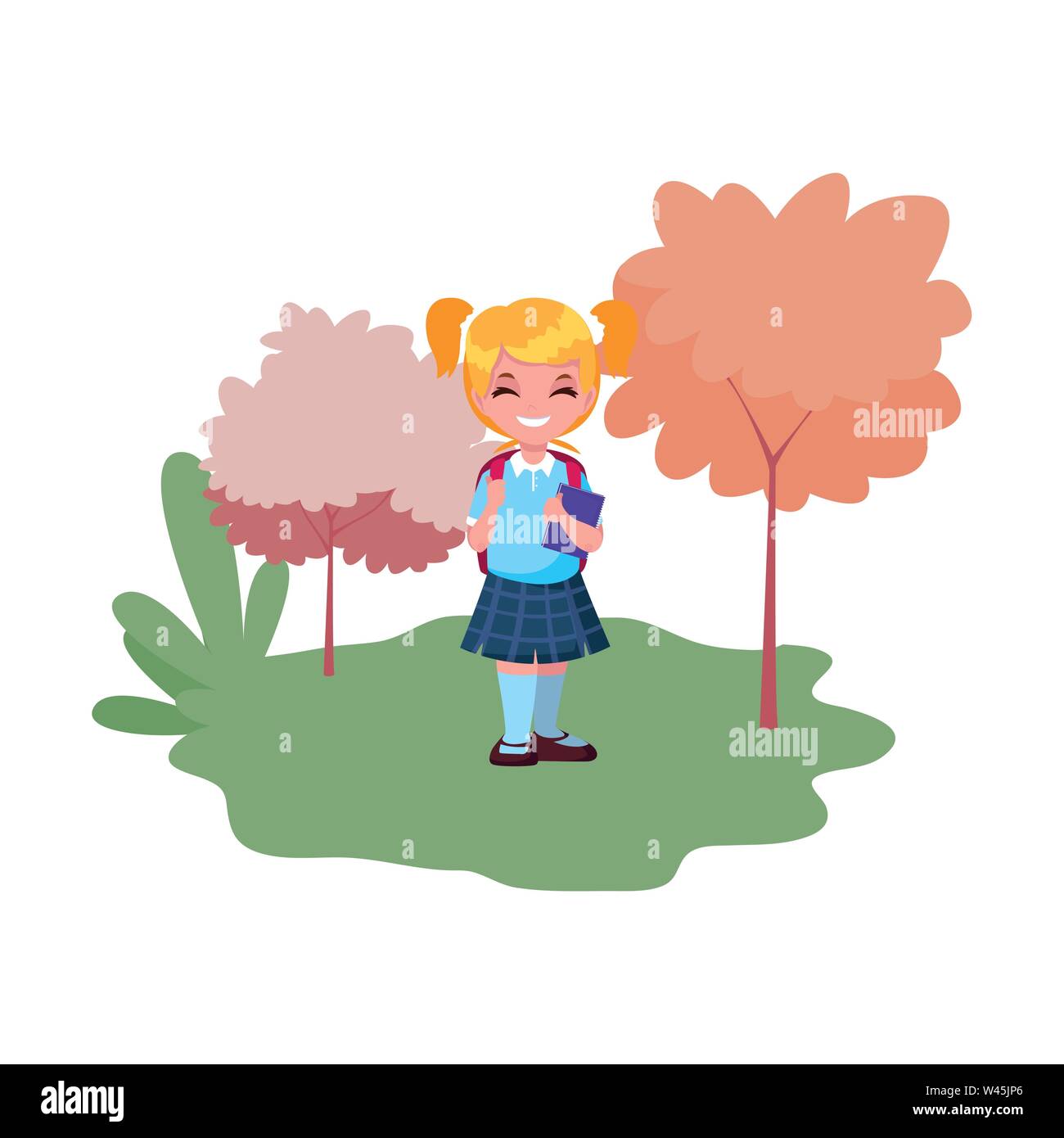 student girl with bag outdoors back to school vector illustration Stock ...