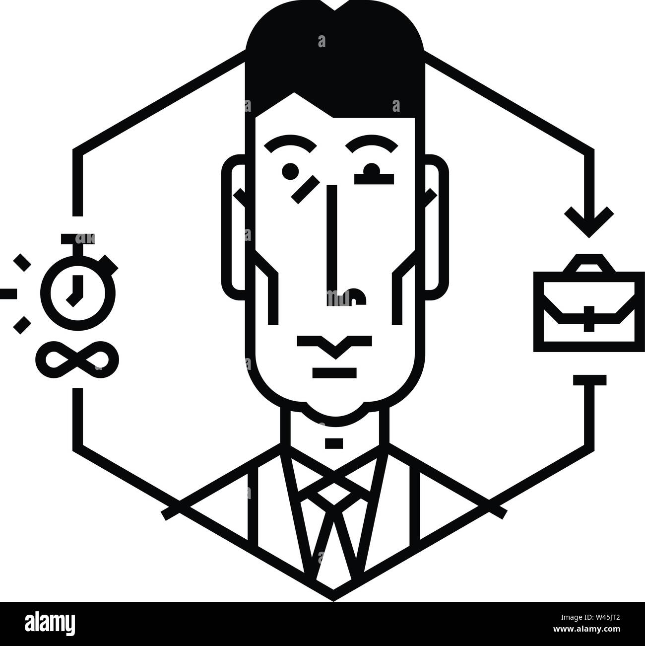 Head of the manager in a flat style. Vector icon isolated on white ...