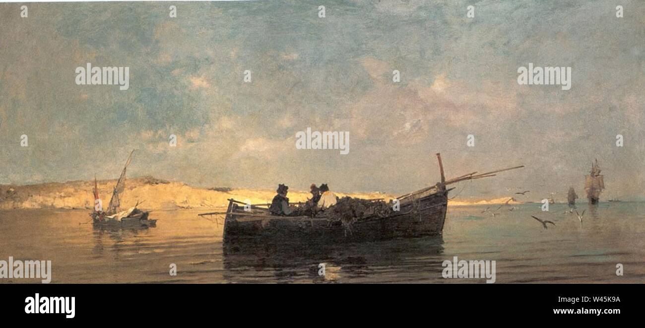 Constantine Volanakis Fishing boat at dusk Stock Photo - Alamy