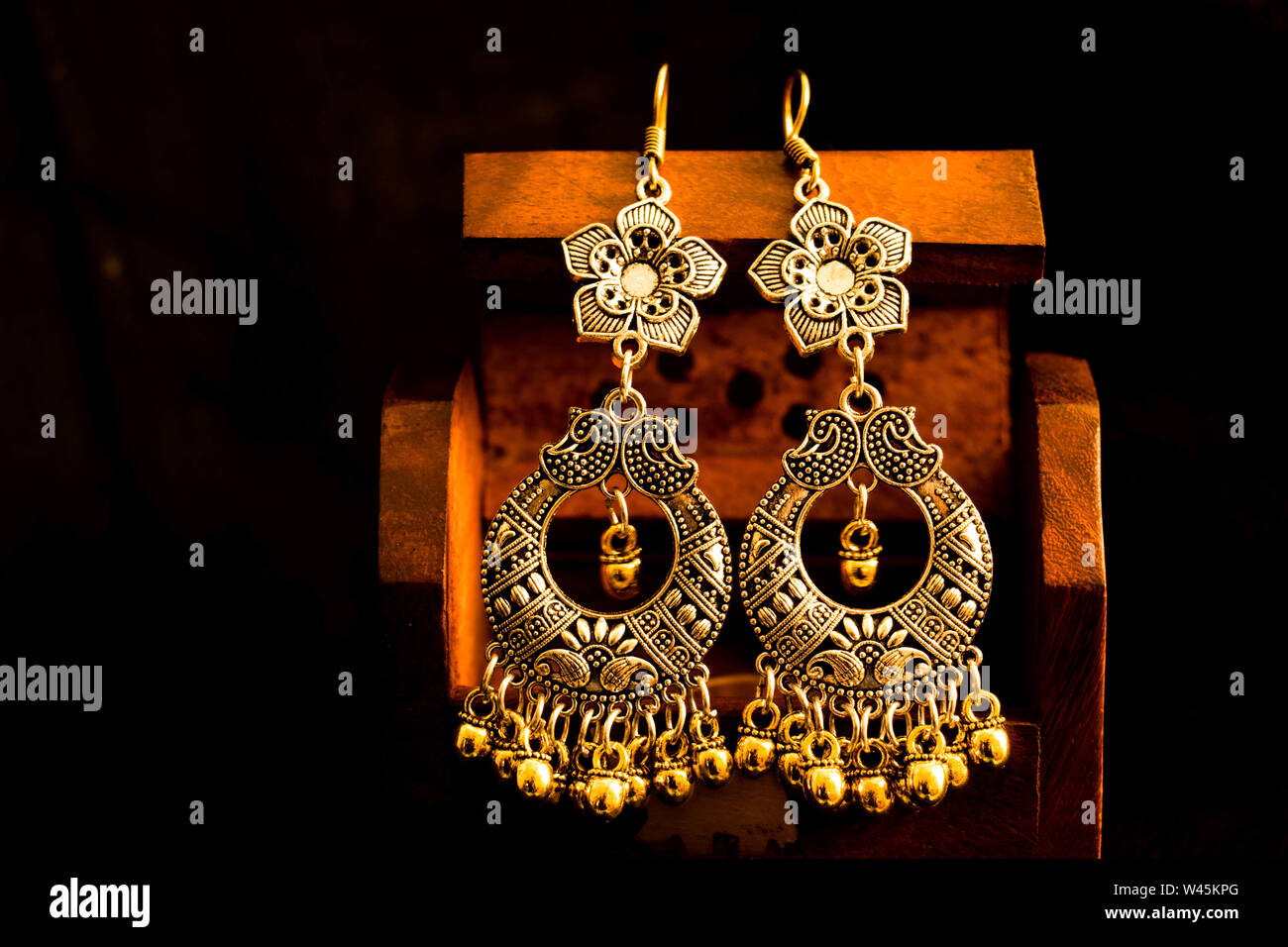 Traditional indian earrings stock photo alamy
