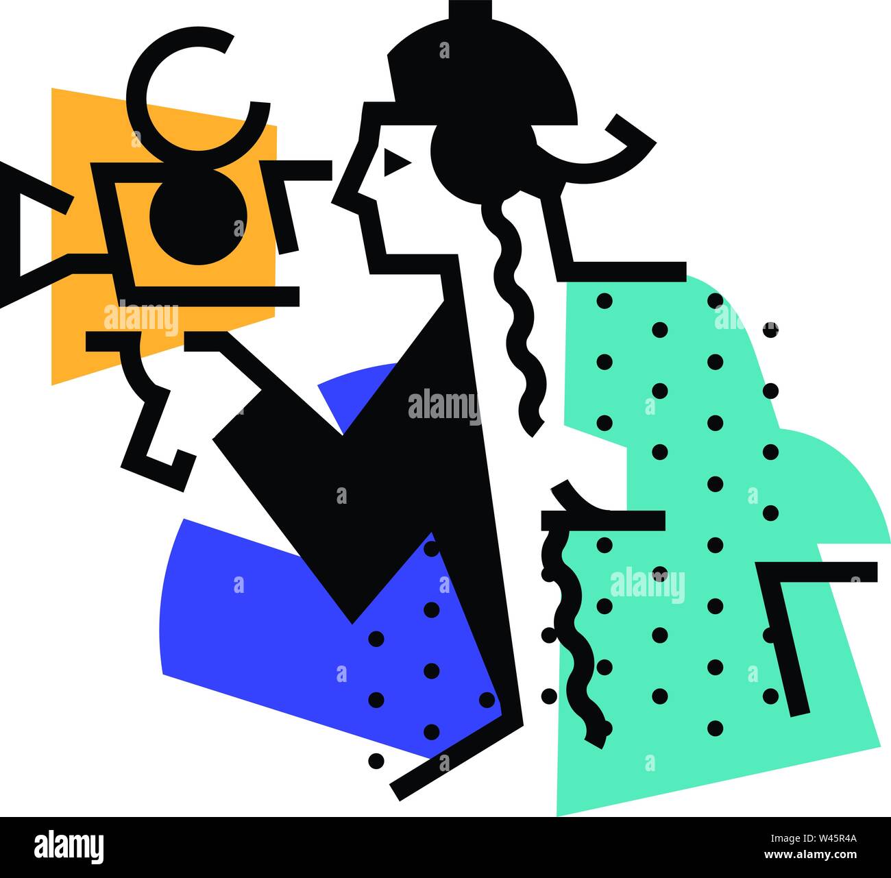 Illustration of the operator, director. Icon of a man with a movie camera. Man of visual art. Vector flat illustration. Logo for the studio. Sound tec Stock Vector