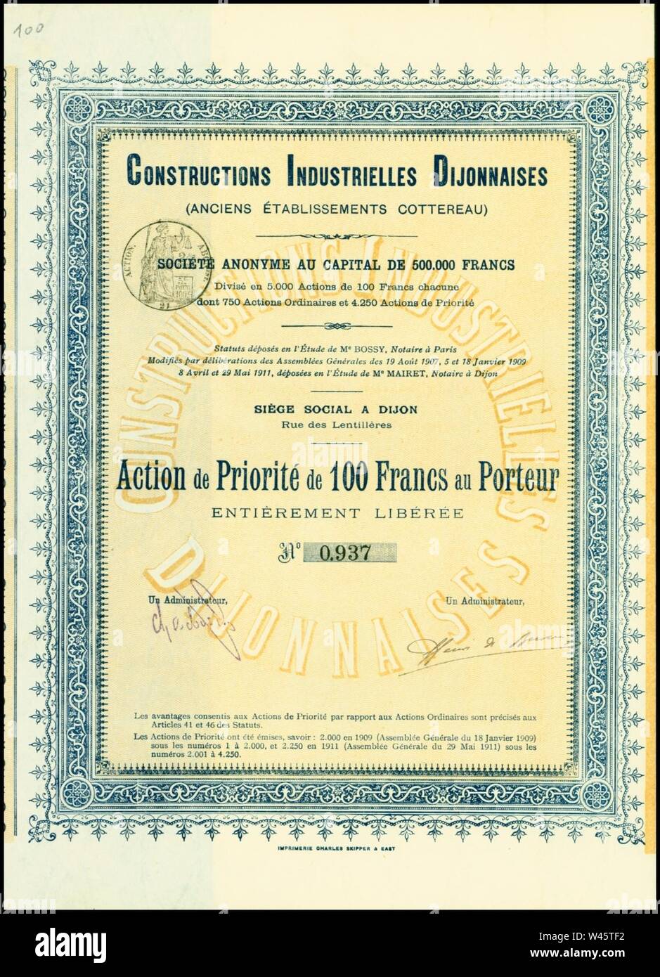 Constructions Industrielles Dijonnaises 1911 Stock Photo Alamy