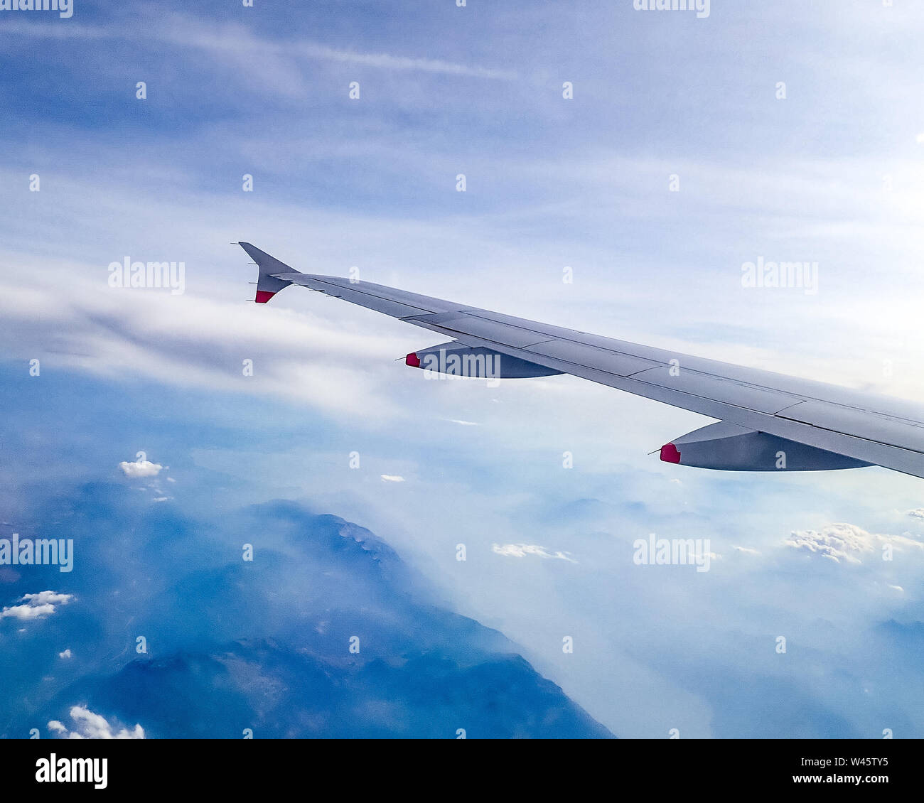 Venice, 16 July 2019. British Airways Airbus 319 in flight over Italy.  Photo by Enrique Shore/Alamy Stock Photo Stock Photo