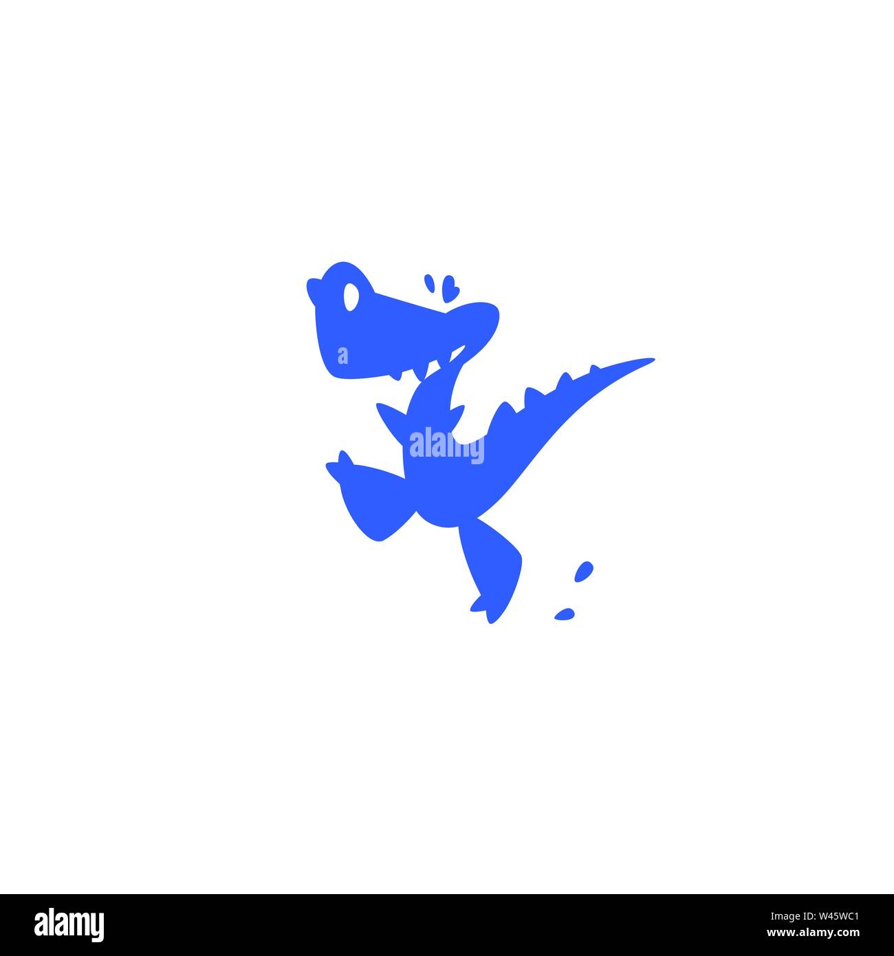 Illustration of a small cartoon dinosaur. Vector illustration. Children's logo Dinosaur. Image is isolated on white background. Logo, emblem for the c Stock Vector