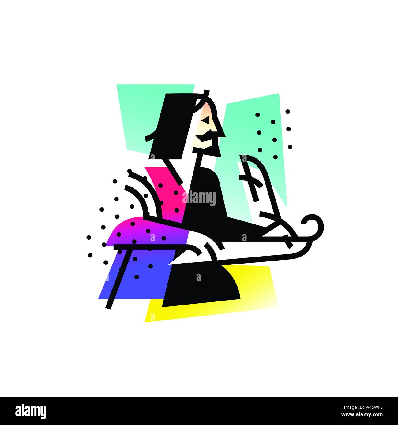Illustration of the writer, the poet. Icon of the logo for the literary club. Illustration for a tattoo, site, poster, postcard. Image on white backgr Stock Vector