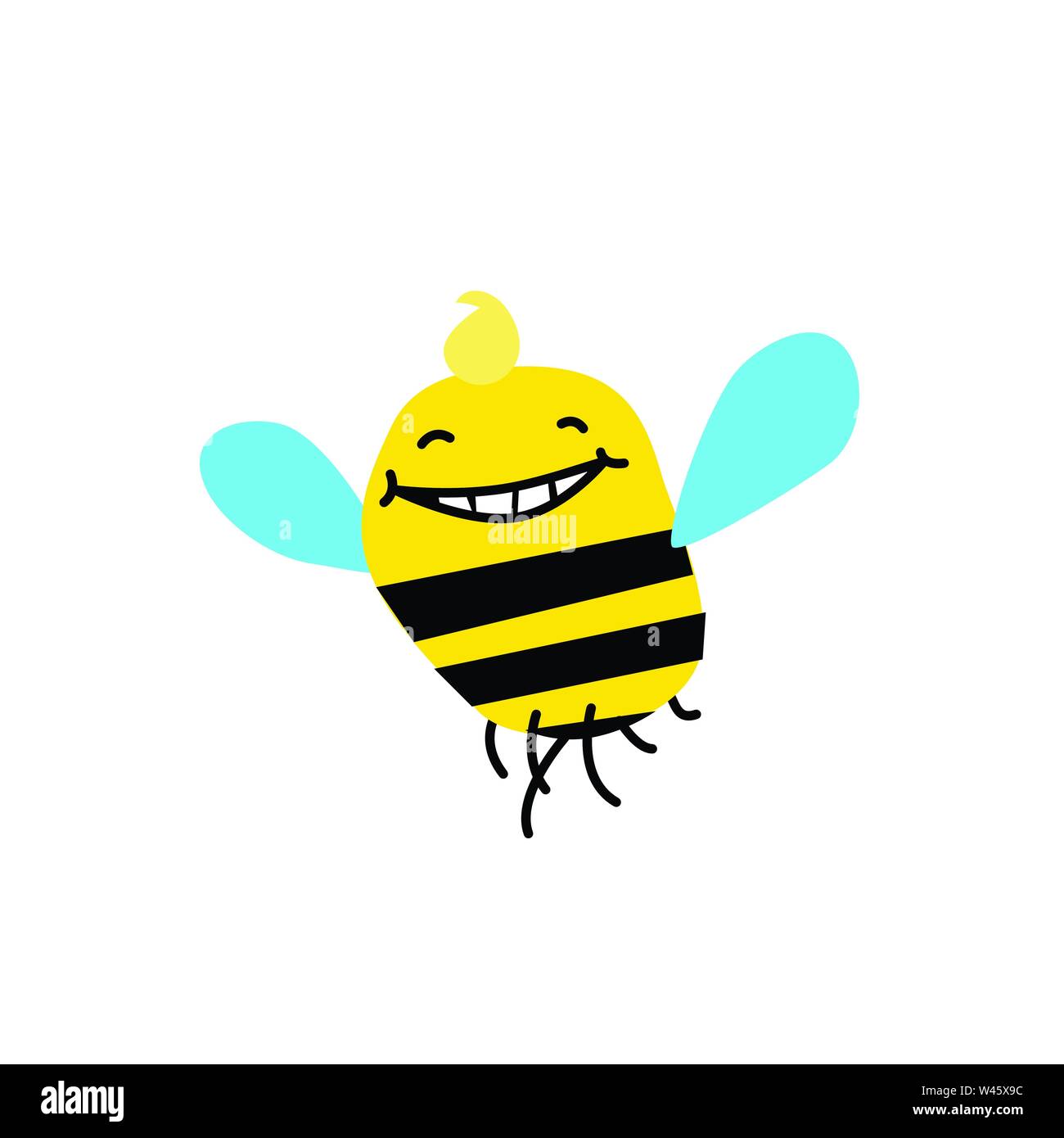 Illustration of a cartoon bee. Vector illustration. Funny bee, bumblebee. Image is isolated on white background. Mascot for the company. Stock Vector