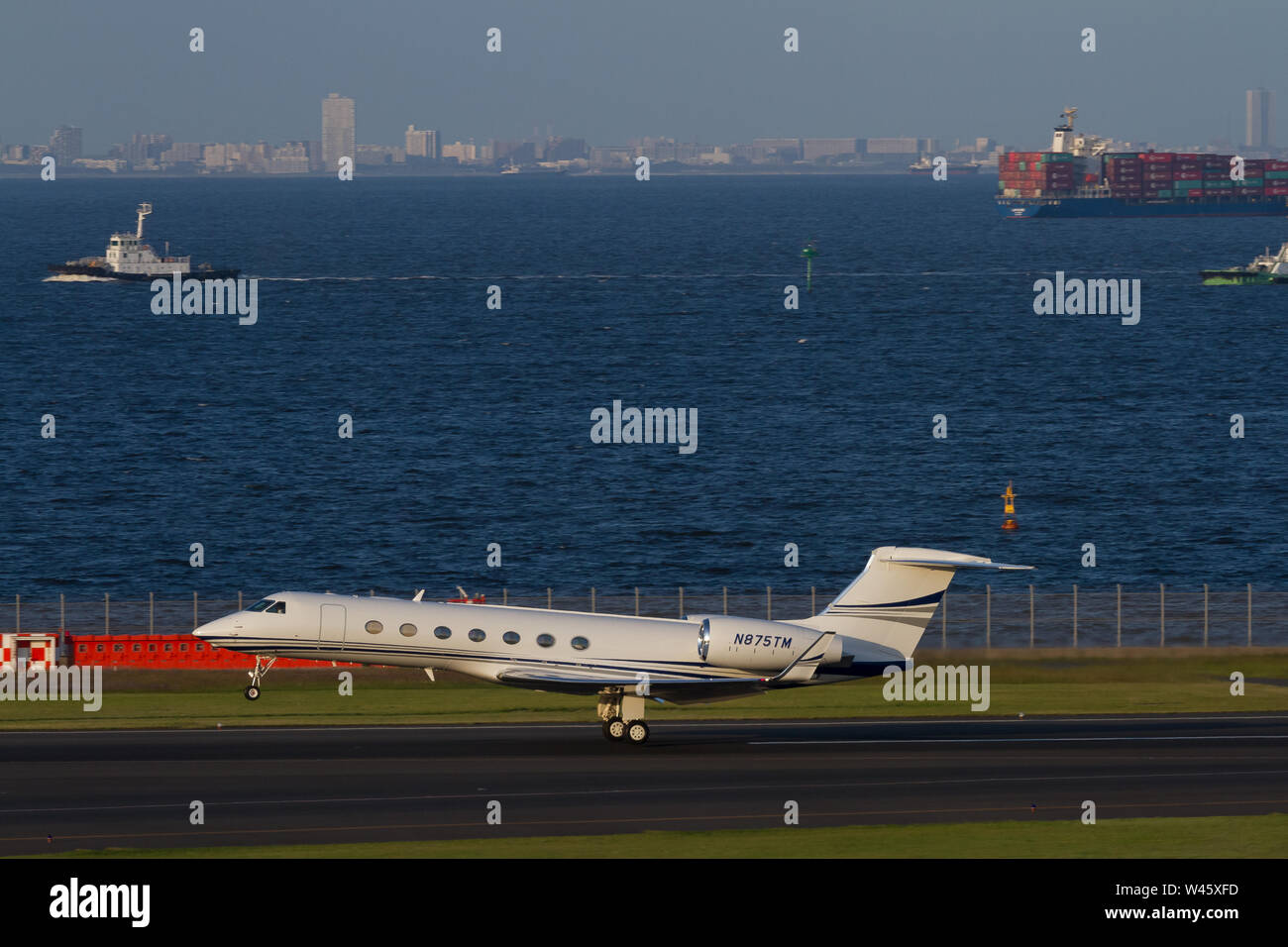 A Raytheon Hawker 800XP executive jet, operated by Travel Management Company Ltd, takes off from