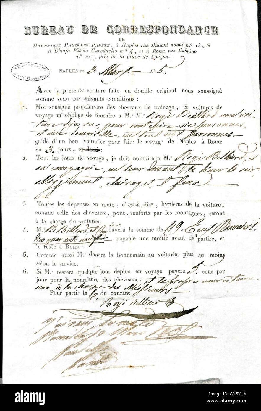 Contrat De Transport De Jean Claude Royer Belliard 14 1 Stock Photo Alamy