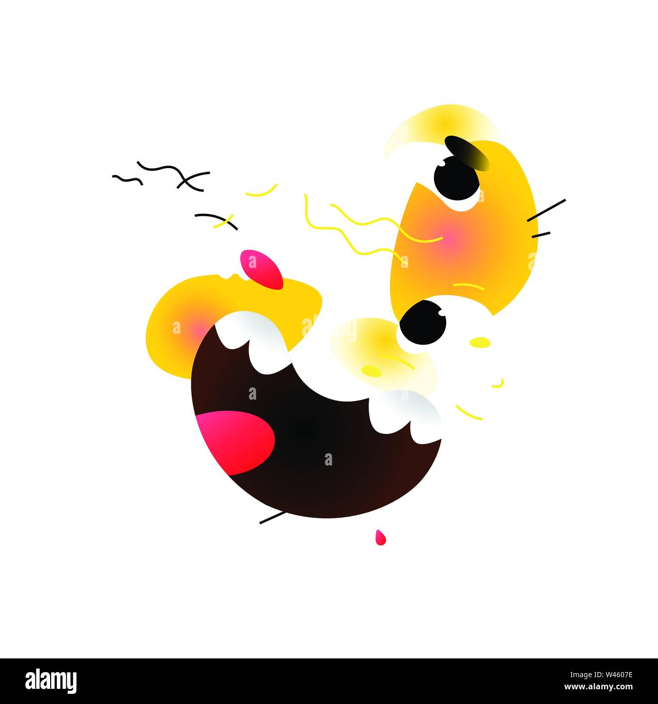 Smiley. Abstract picture. Vector. Modern Art. Avant-garde, cubism. Graffiti on the wall. Poster, interior painting. Emoji yellow face. Symbol, icon. Stock Vector