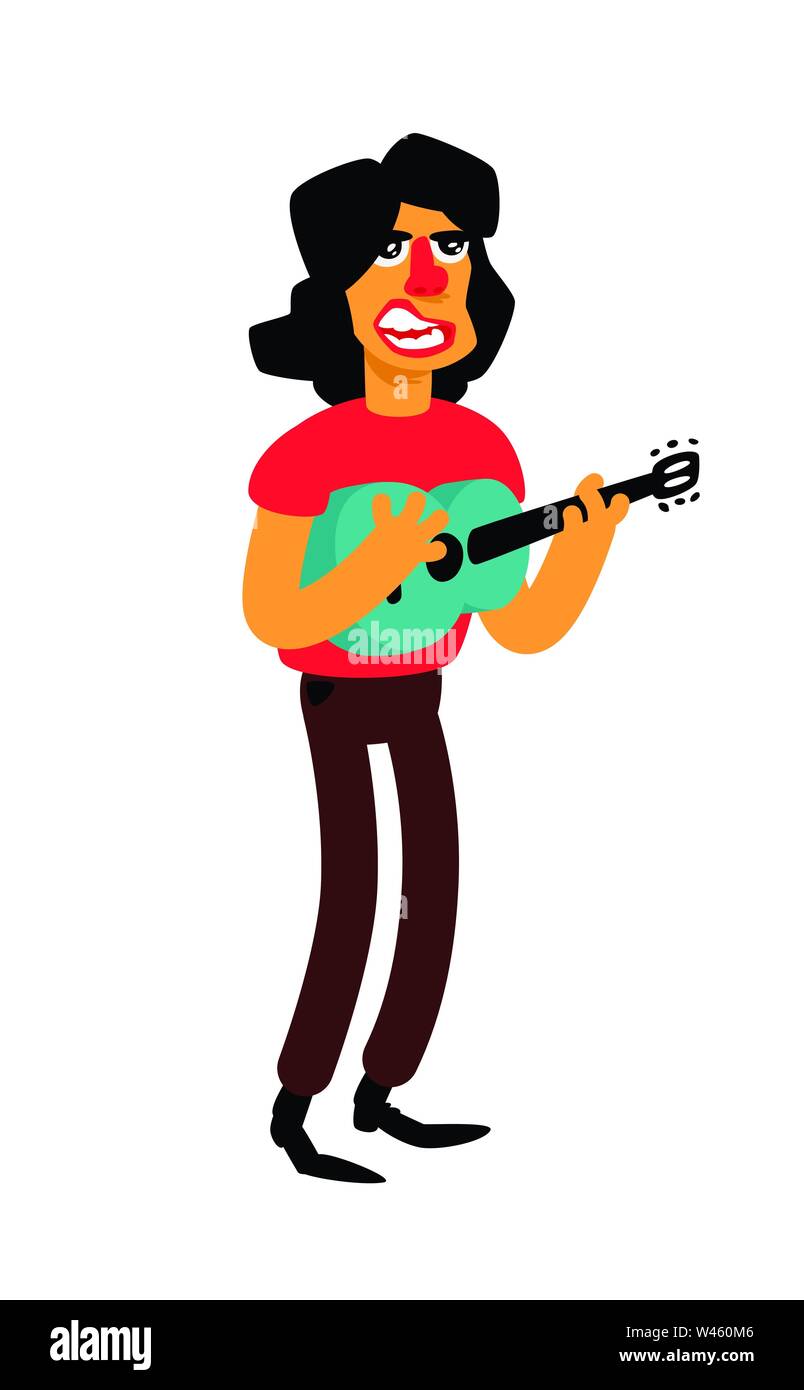 Illustration of a singer with a guitar. Vector. Funny character. Cartoon  man sings beautiful songs. Latin American music performer Stock Vector  Image & Art - Alamy