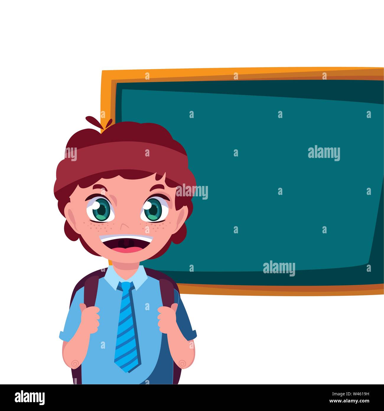 smiling school boy with chalkboard vector illustration Stock Vector ...