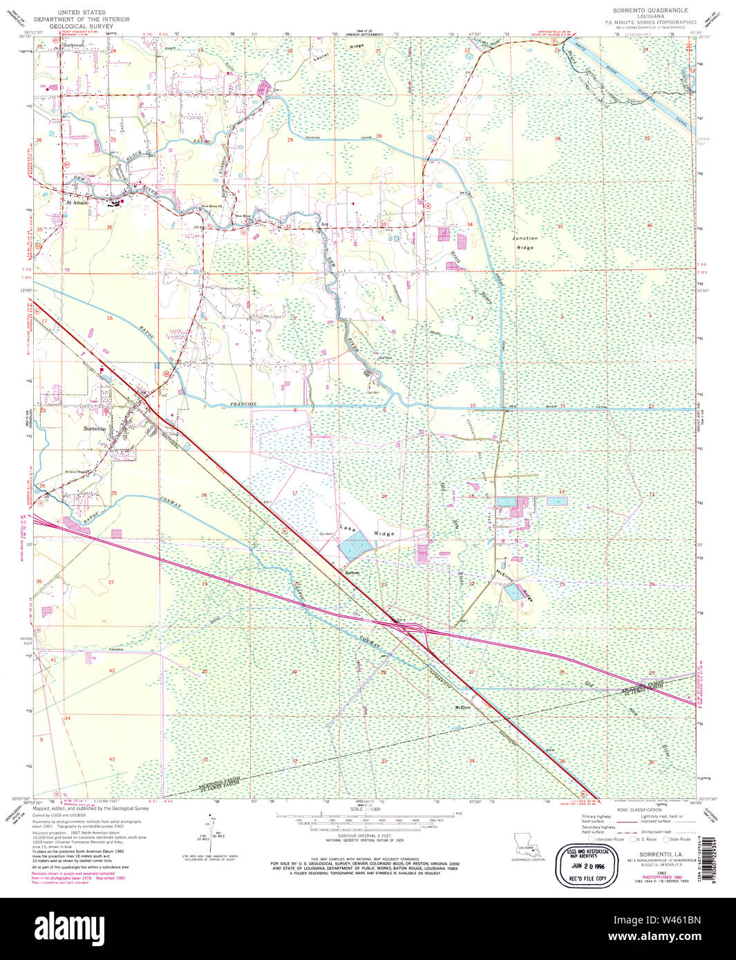 USGS TOPO Map Louisiana LA Sorrento 333293 1962 24000 Stock Photo Alamy