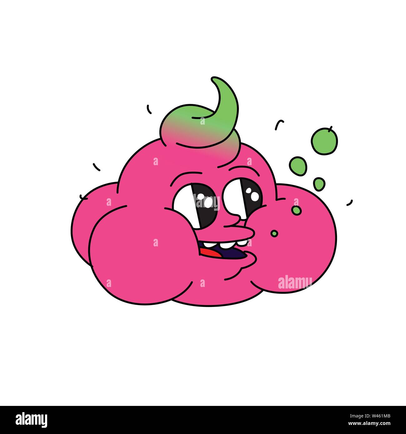 Funny incomprehensible character in the form of a pink cloud. Vector. Flat style. Tasty cotton candy. Character Ice Cream. Fruit soda. Stock Vector