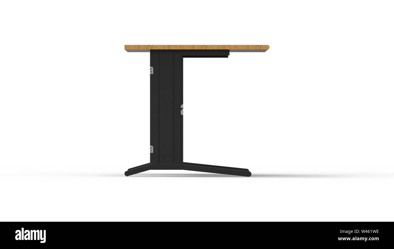 3d rendering of a wooden and metal office desk isolated in white studio ...