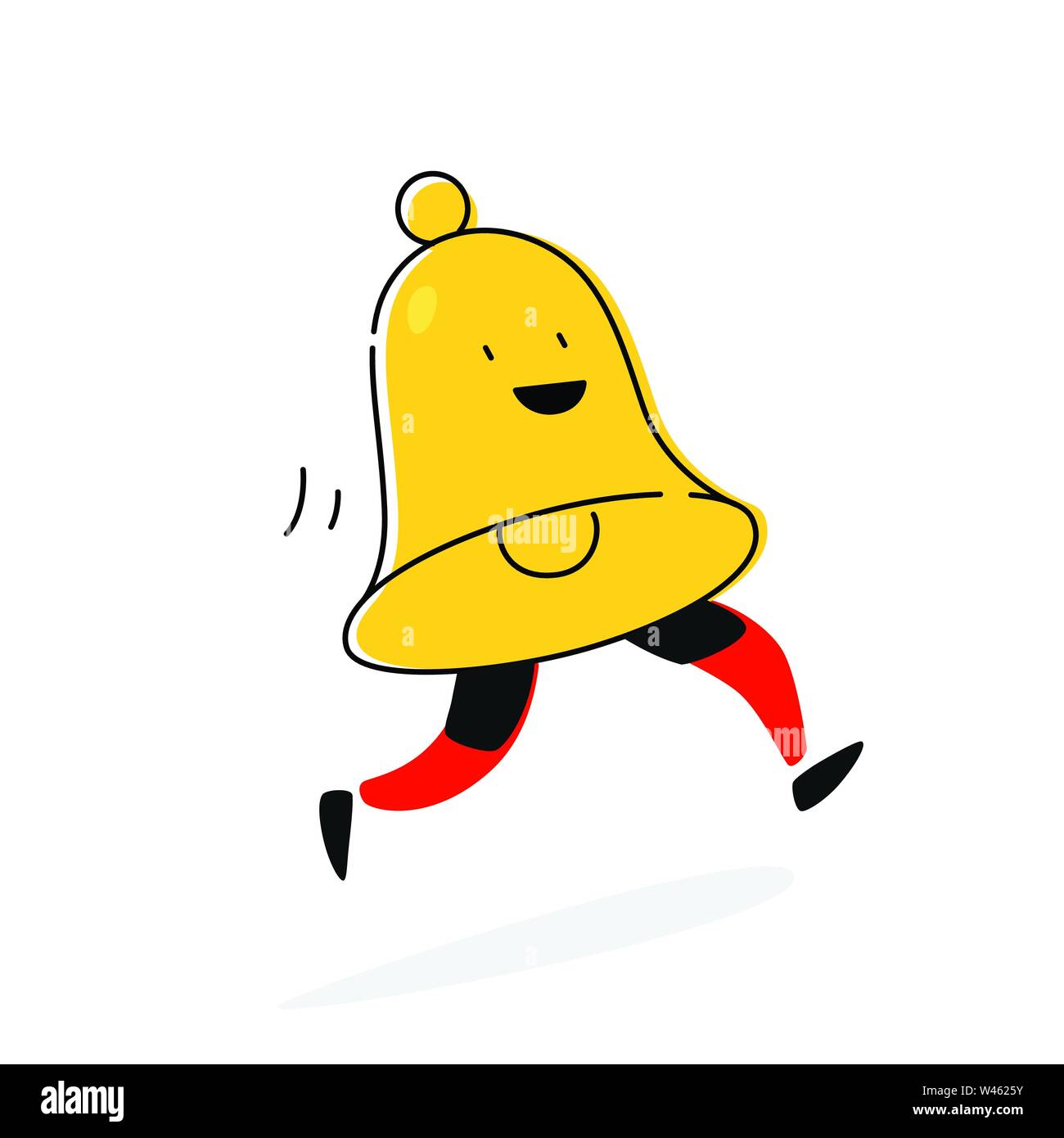 Illustration of a bell character. Vector. Flat icon. Alert