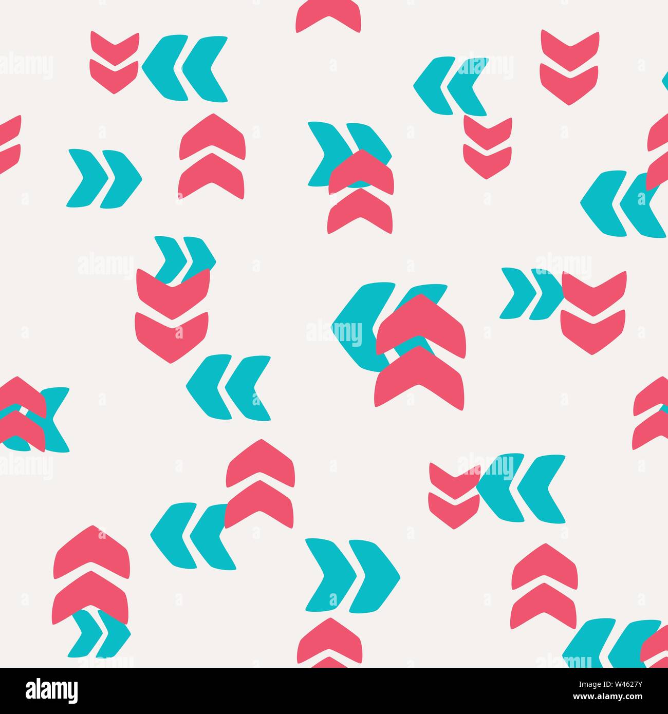 Decorative pattern of arrows and pointers. Vector. Abstract ornament, background. Cartoon cheerful style. A set of scenery. Contour drawing for fabric Stock Vector