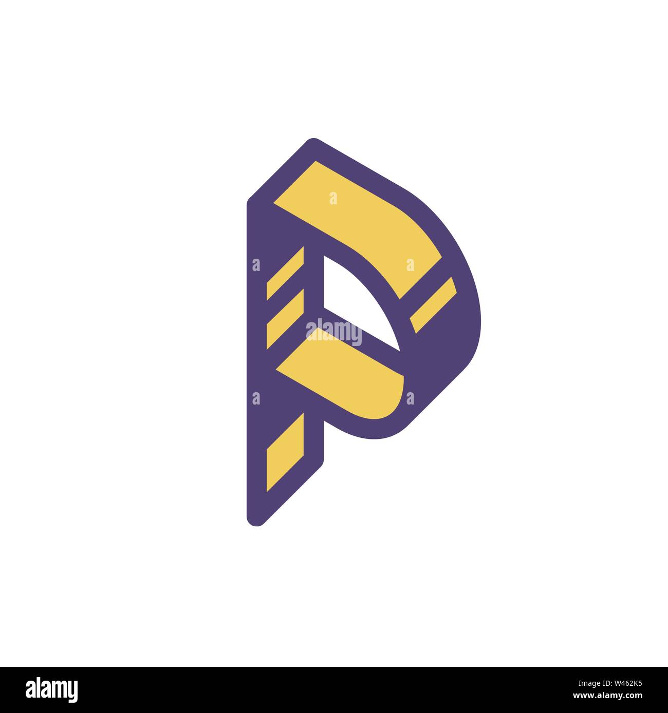 Logo, sign of the letter P. Vector. Linear, outline icon. Isometry, 3D ...