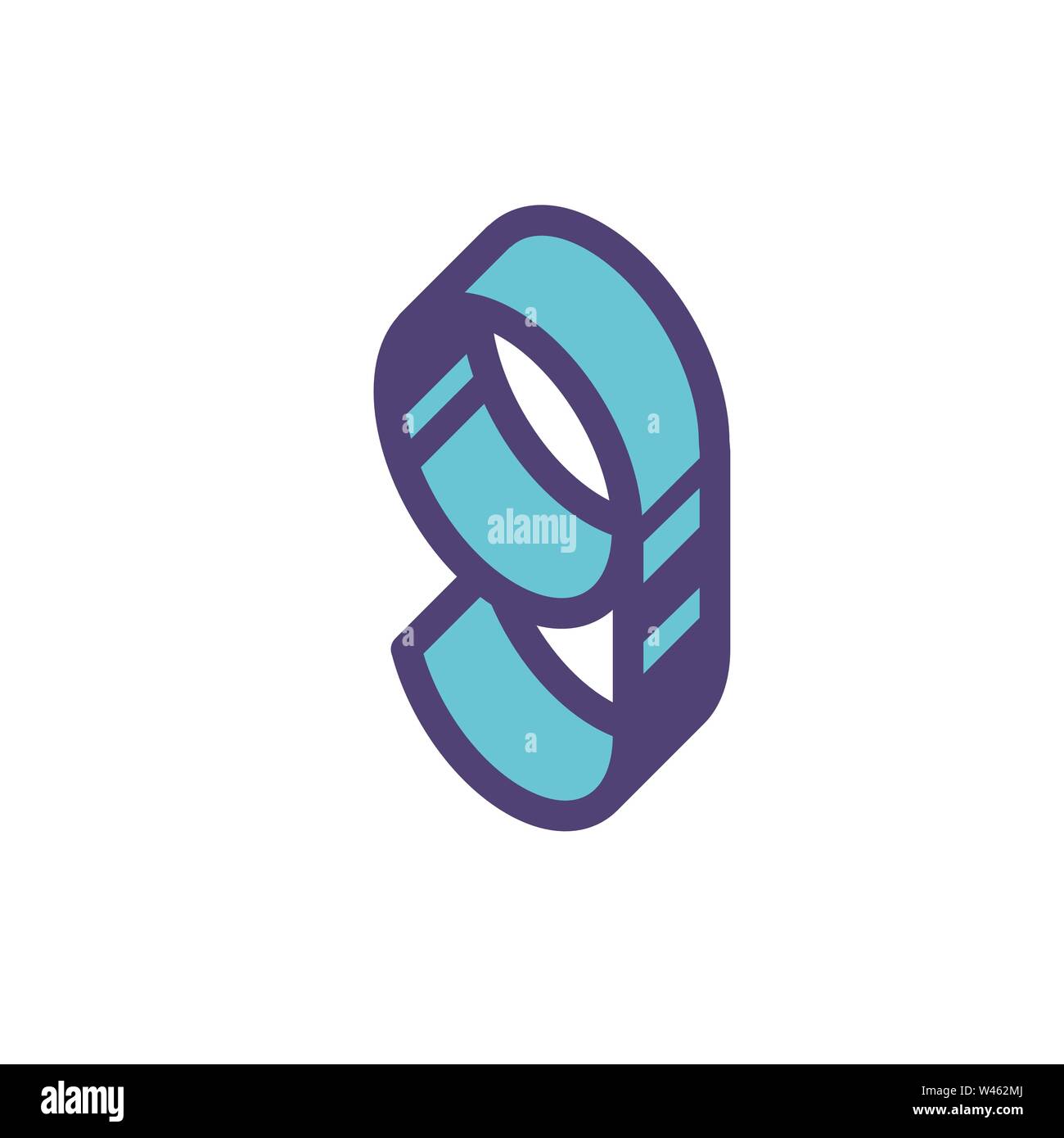 Logo, sign number 9. Vector. Linear, outline icon. Isometry, 3D. Color ...
