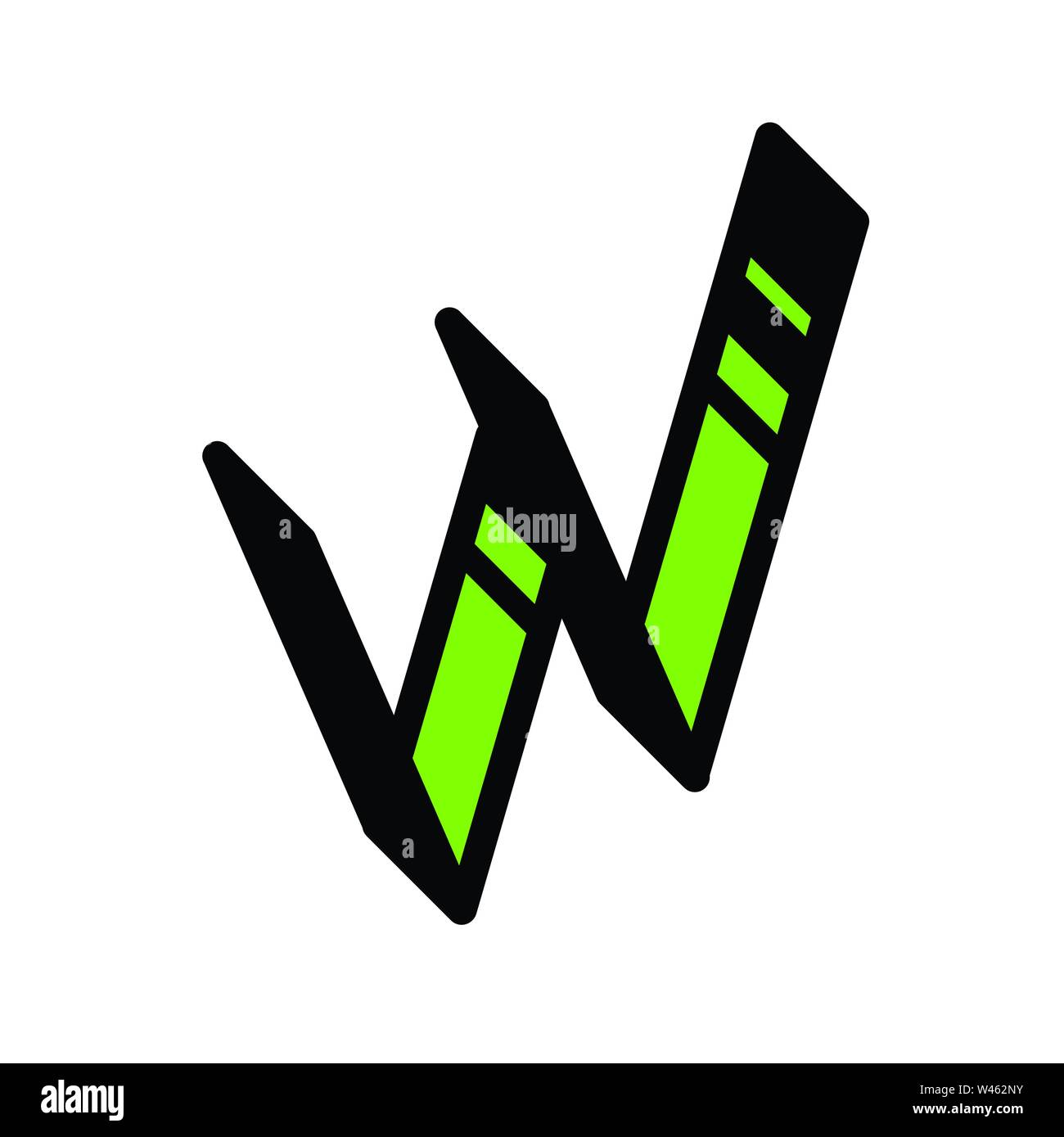 Bright letter W. Vector. Linear, contour letter. Isometry, 3D. Colored ...