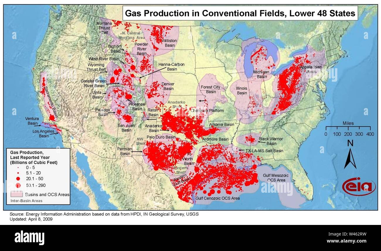 Conventional gas production in the United States, 2008 Stock Photo Alamy