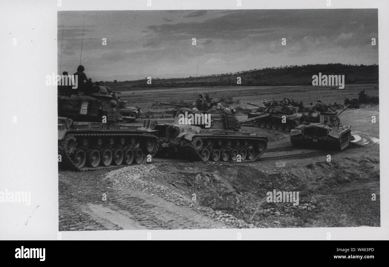 Convoy of 3rd Tank Battalion M48s near Con Thien. Stock Photo