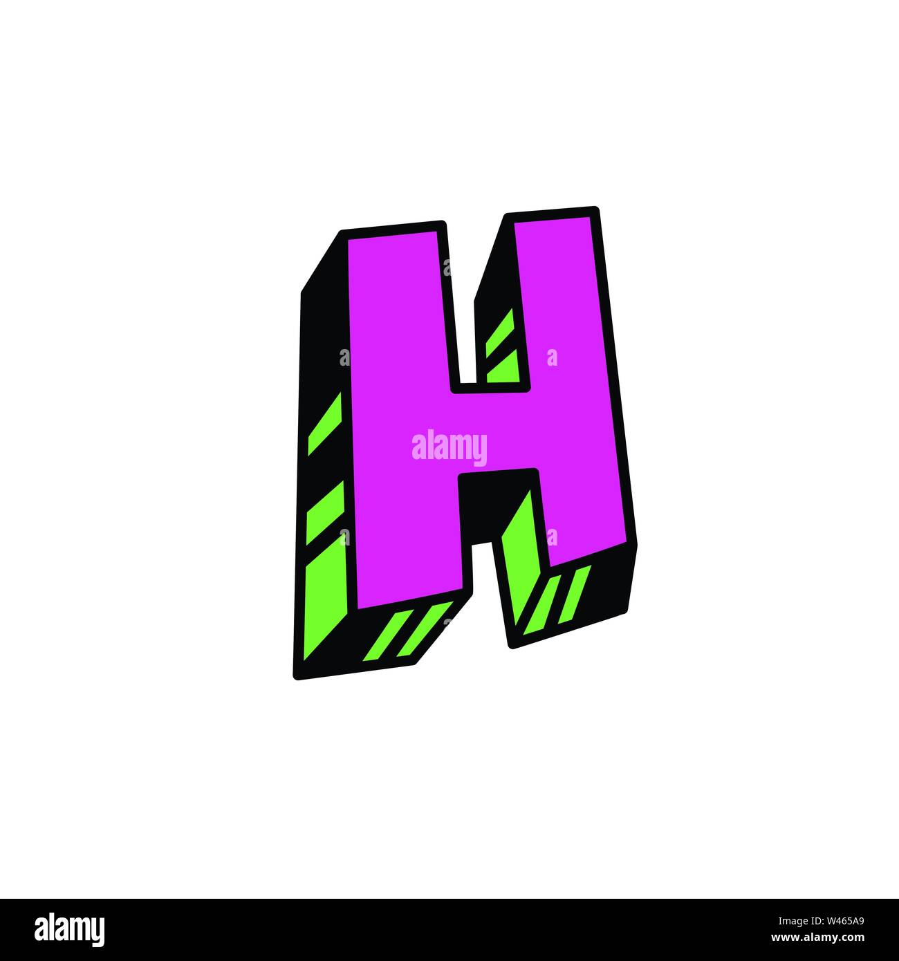 Latin letter H. Cartoon style. Vector. Bright pink letter. Bulk form. Symbol or company logo. Stock Vector