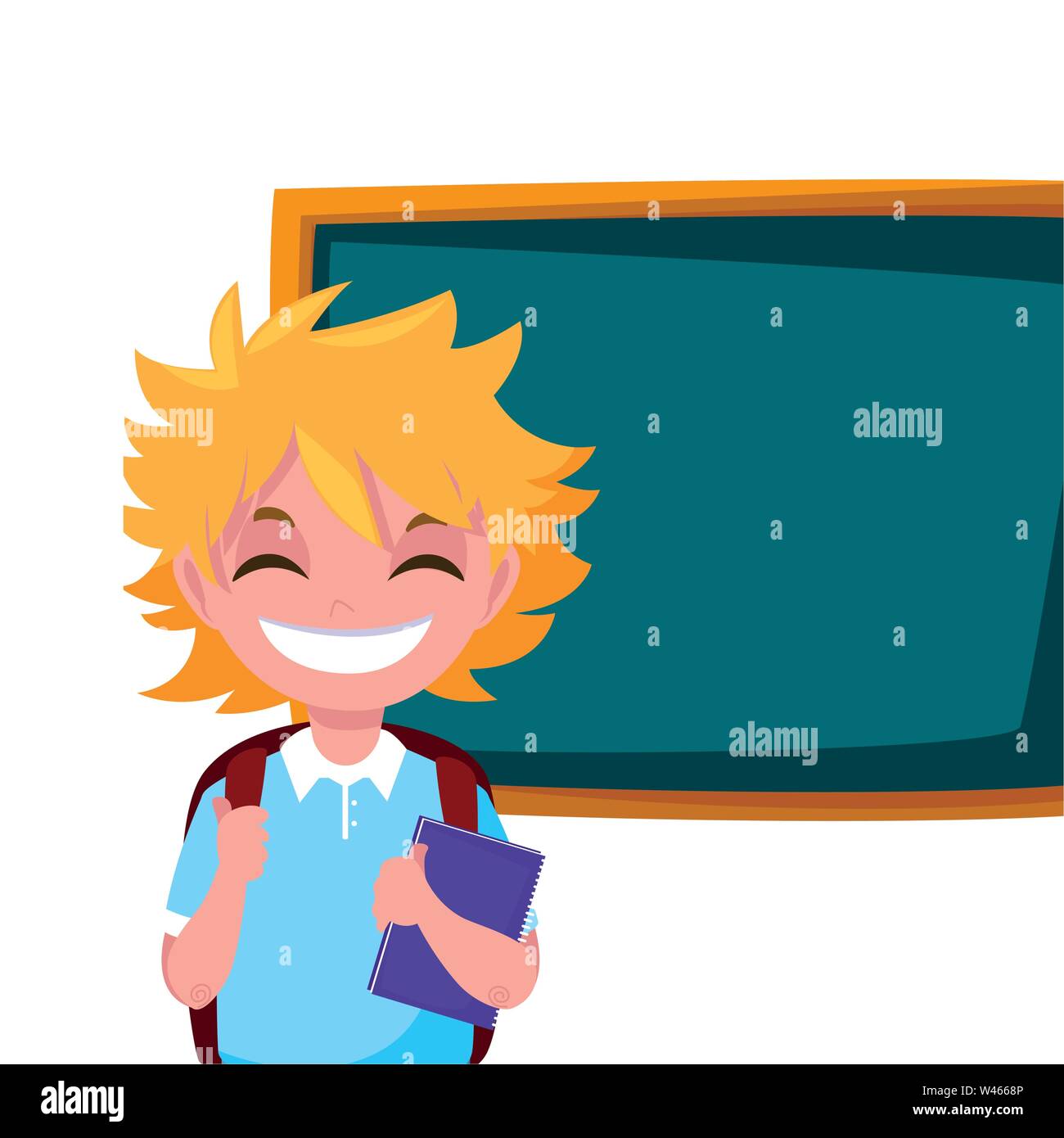 smiling school boy with chalkboard vector illustration Stock Vector ...