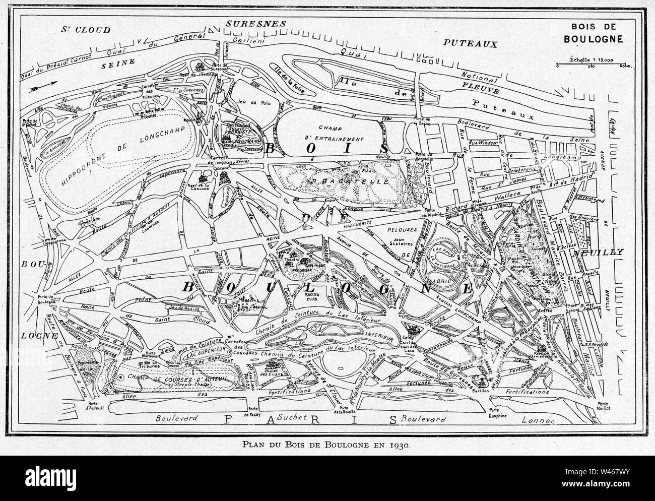 Corbel040 Plan du Bois de Boulogne en 1930 Stock Photo Alamy